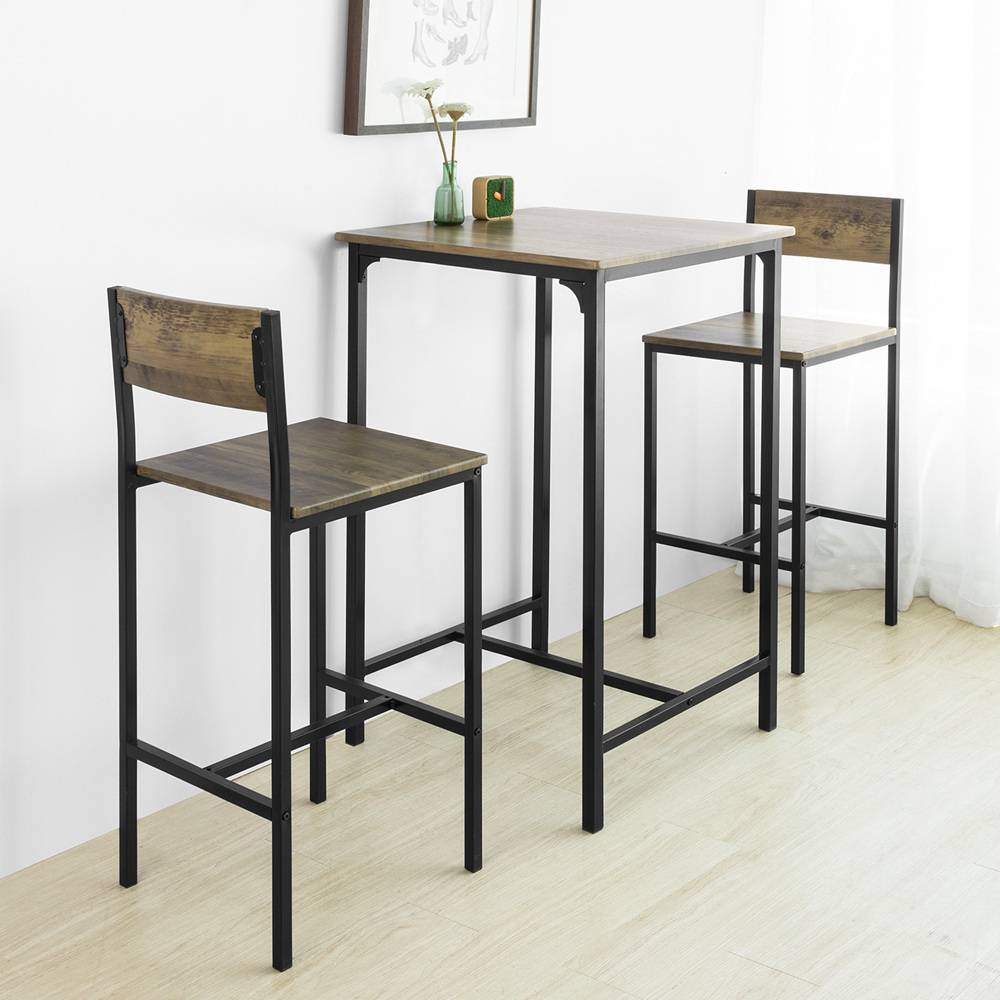 Sobuy - Ensemble Table de Bar + 2 Chaises de Bar Table Mange-Debout Table Haute Cuisine Set de Table + 2 Tabourets de Bar avec Repose-Pieds SoBuy - Image 7