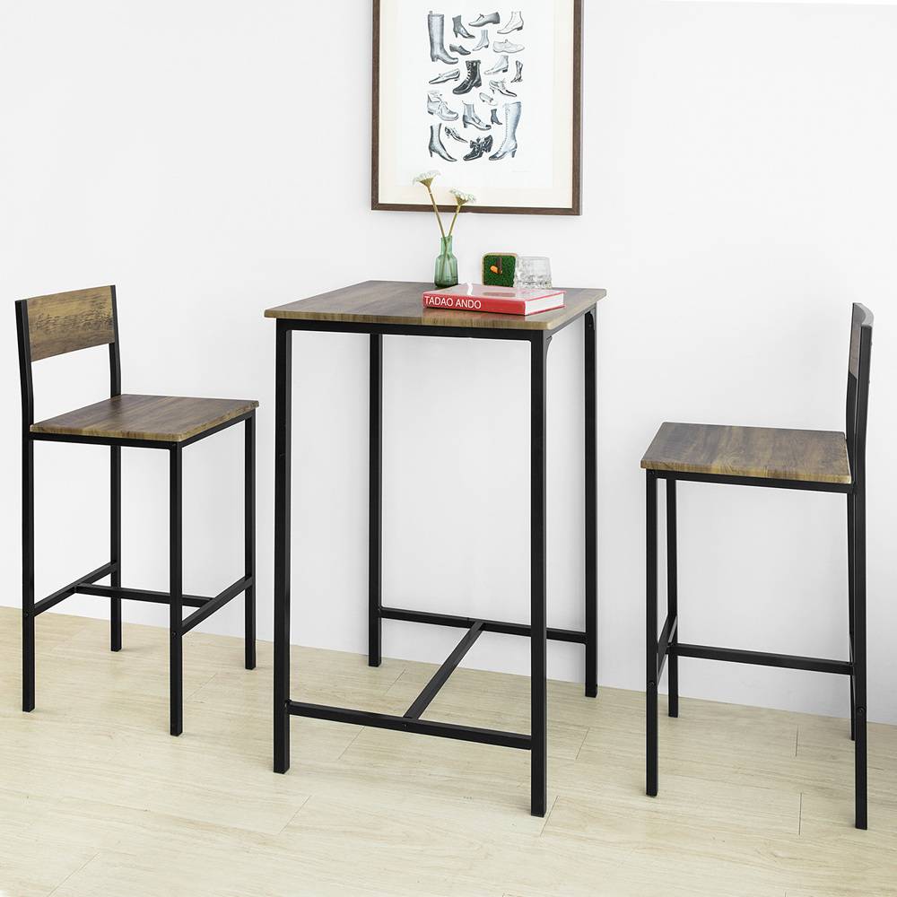 Sobuy - Ensemble Table de Bar + 2 Chaises de Bar Table Mange-Debout Table Haute Cuisine Set de Table + 2 Tabourets de Bar avec Repose-Pieds SoBuy - Image 8