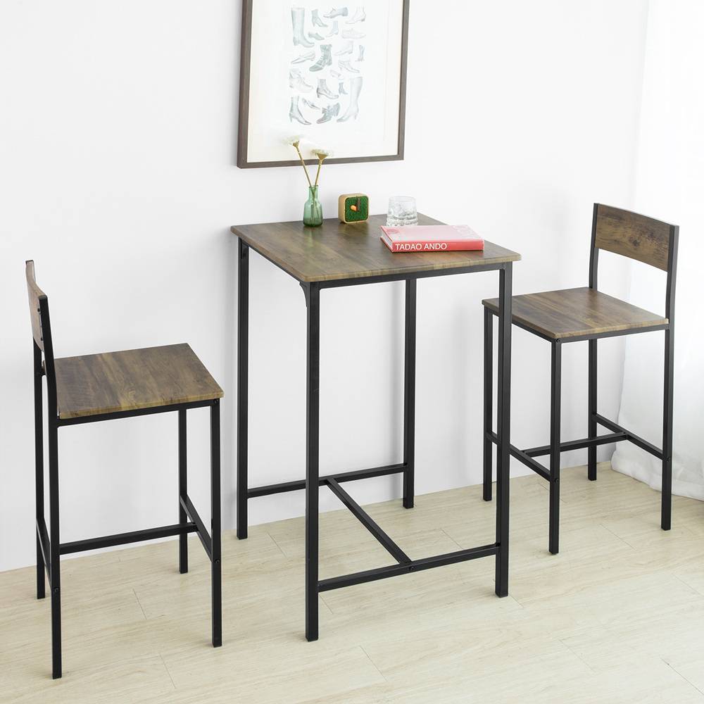 Sobuy - Ensemble Table de Bar + 2 Chaises de Bar Table Mange-Debout Table Haute Cuisine Set de Table + 2 Tabourets de Bar avec Repose-Pieds SoBuy - Image 2