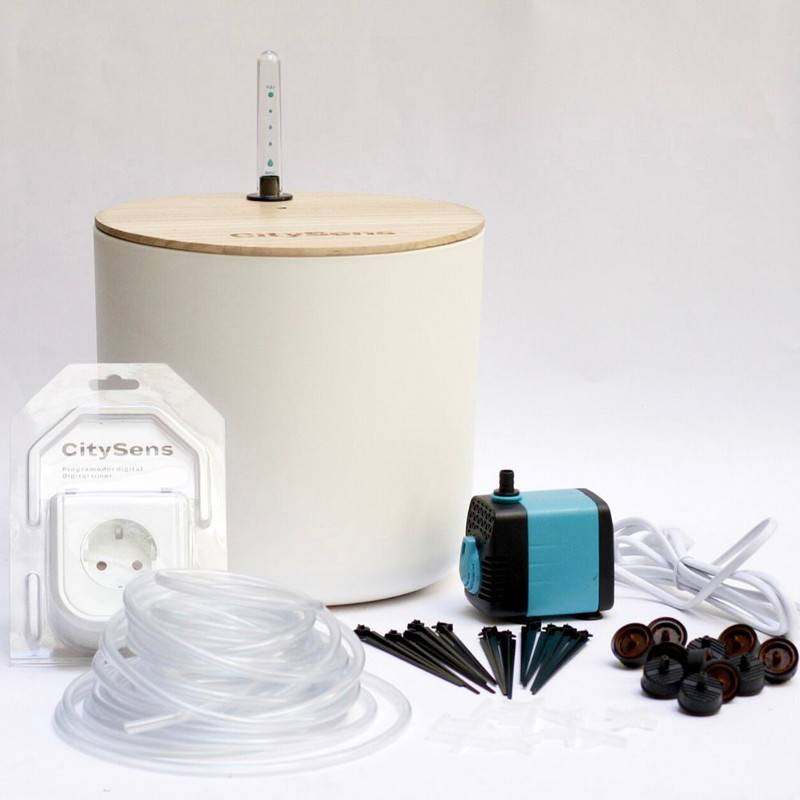 Système d'irrigation automatique par goutte-à-goutte CitySens avec réservoir blanc - Image 1