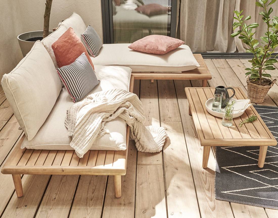 Papeete - salon bas de jardin 4 places + table - en bois d'acacia FSC 100% - Best Mobilier - Image 3