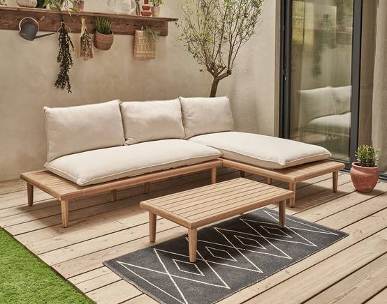 Papeete - salon bas de jardin 4 places + table - en bois d'acacia FSC 100% - Best Mobilier - Image 7