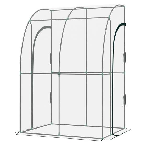 Sans Marque - Serre de Jardin adossée serre adossée 2 portes zippées enroulables acier PVC transparent - Image 2