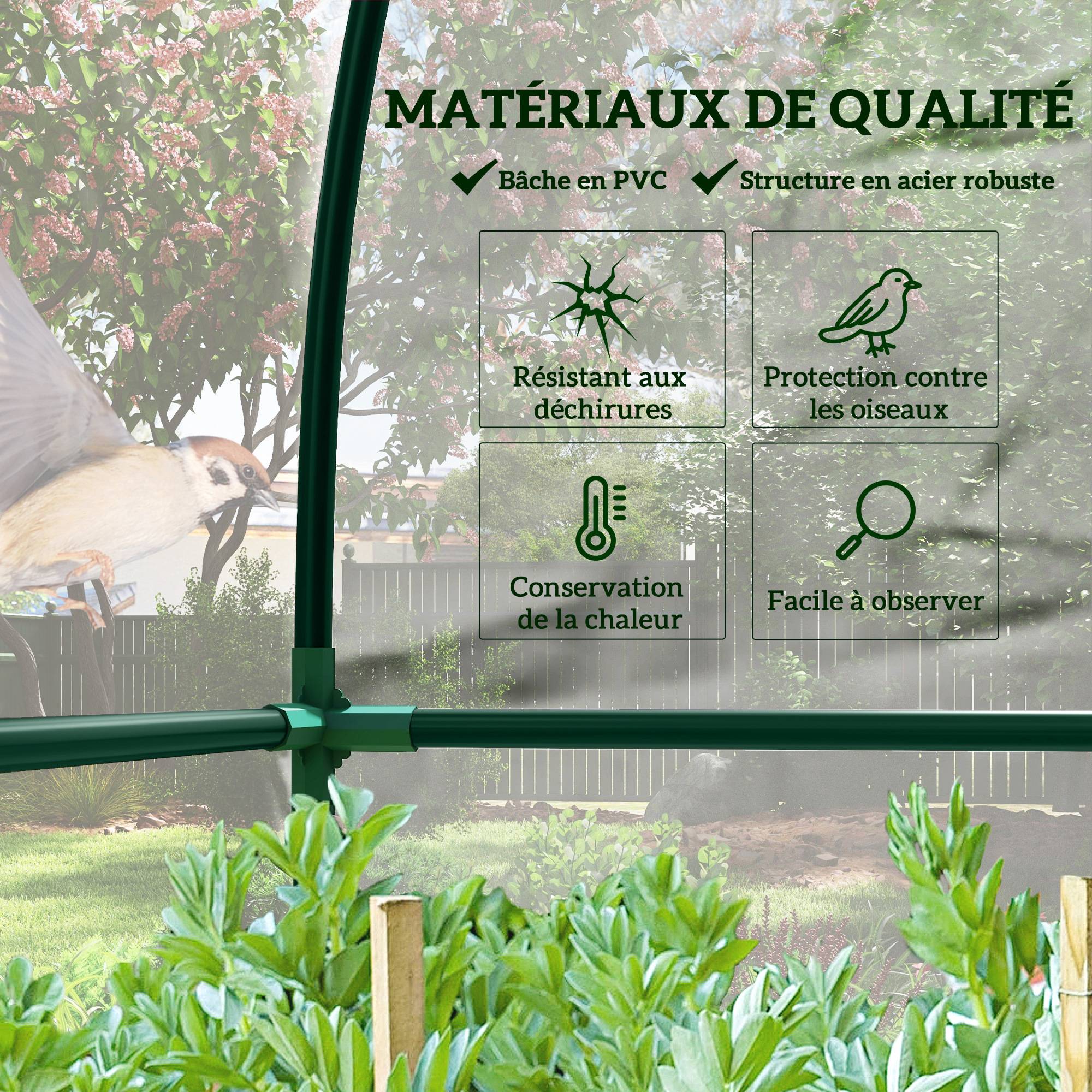 Sans Marque - Serre de Jardin adossée serre adossée 2 portes zippées enroulables acier PVC transparent - Image 6