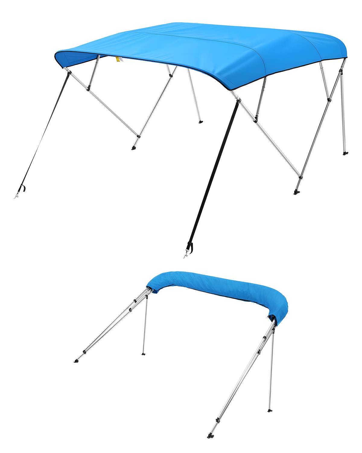 Vevor - VEVOR Bimini bateau 4 arceaux, 243x137x216-228 cm, alu, polyester 600D, bleu. - Image 1