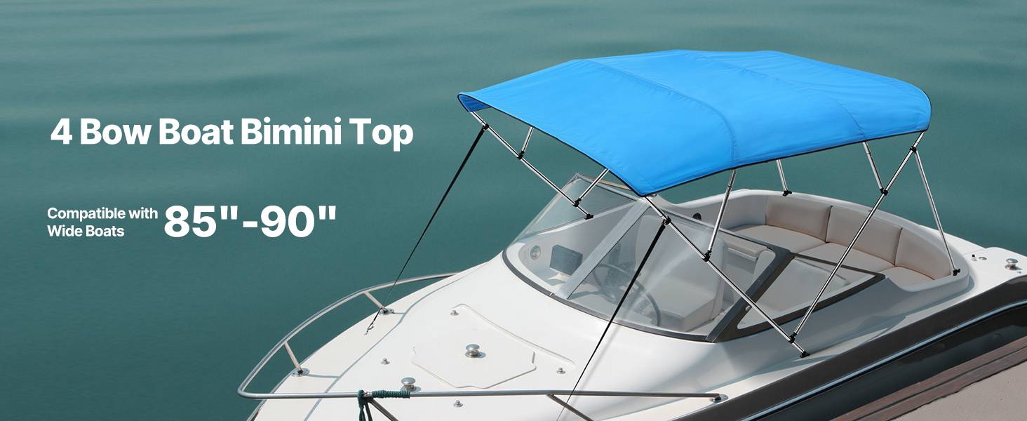 Vevor - VEVOR Bimini bateau 4 arceaux, 243x137x216-228 cm, alu, polyester 600D, bleu. - Image 9