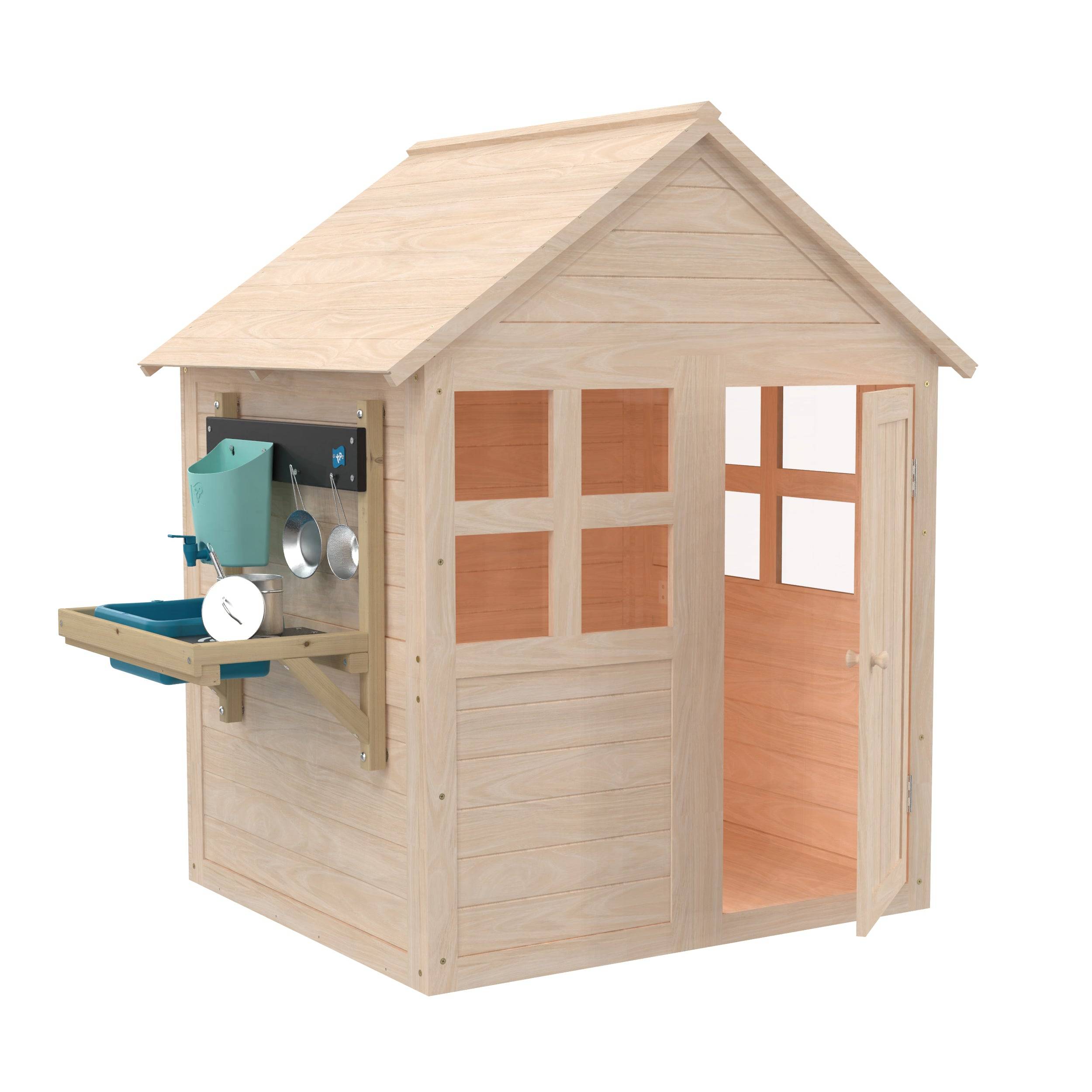 Maisonnette cabane enfant avec plancher et cuisine BOUTON D'OR COTTAGE en bois FSC® - Image 2