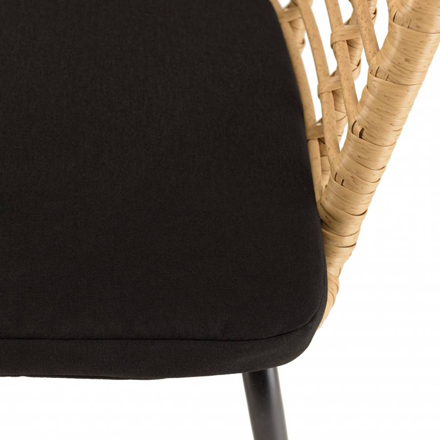 Macabane - MALO - SALON DE JARDIN 4 PERS. - 1 Table ronde 120x120cm et 4 fauteuils beiges et noirs - Image 9