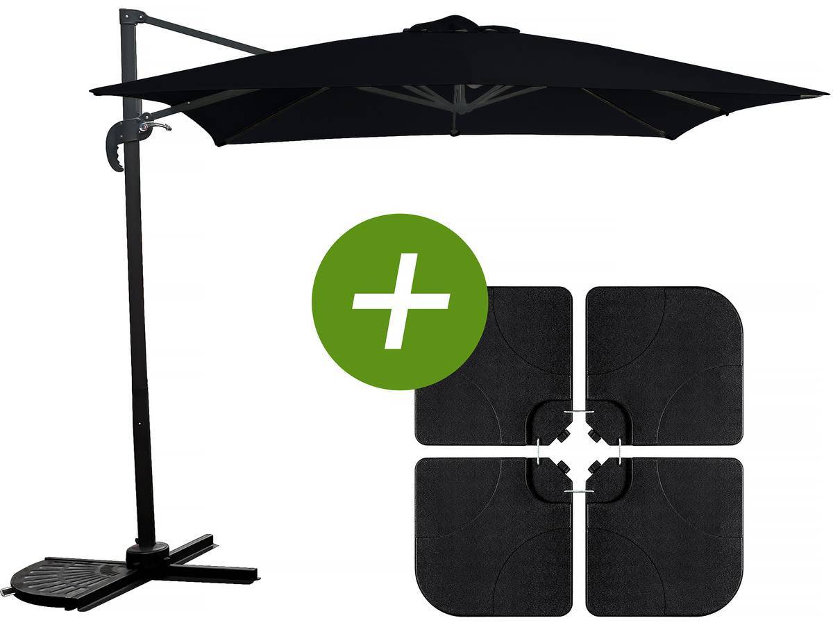 Habitat Et Jardin - Parasol Jardin Déporté "soleil" - Carré - 2.5 X 2.5 M - Noir + Dalles à Lester Incluses -habitat Et Jardin - Image 1