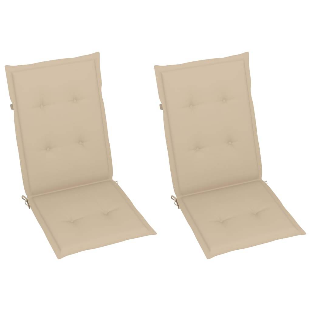 Chaises de jardin en teck massif avec coussins beige 57 x 71.5 x 100 cm - PANGIVO - Image 6