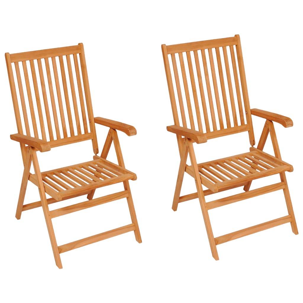 Chaises de jardin en teck massif avec coussins beige 57 x 71.5 x 100 cm - PANGIVO - Image 2