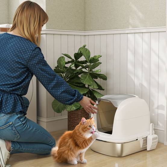 Maison de toilette acier inoxydable intérieur hygiène intimité couvercle 52cm blanc - ComfortXL Outdoor Living - Image 3