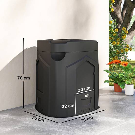 ComfortXL - Composteur de jardin 240 L polypropylène noir forme triangulaire 3 portes pour déchets verts et cuisine - Image 3