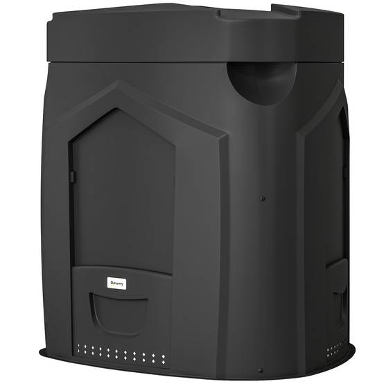 ComfortXL - Composteur de jardin 240 L polypropylène noir forme triangulaire 3 portes pour déchets verts et cuisine - Image 2