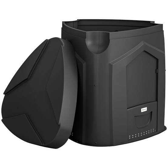ComfortXL - Composteur de jardin 240 L polypropylène noir forme triangulaire 3 portes pour déchets verts et cuisine - Image 10
