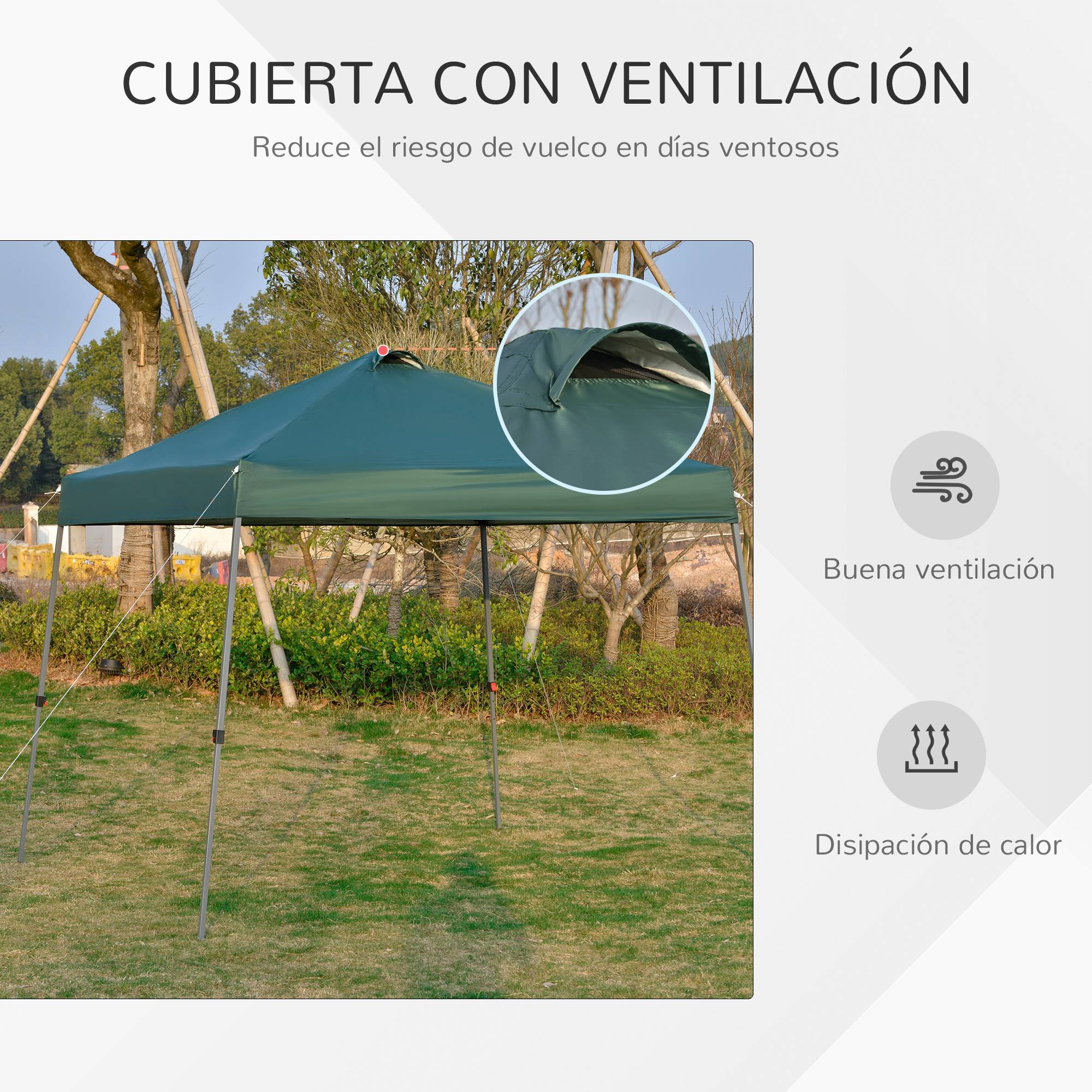 ComfortXL - Tonnelle pliante acier avec toit Oxford pour jardin fêtes camping 3 x 3 m verte - ComfortXL Outdoor Living - Image 9