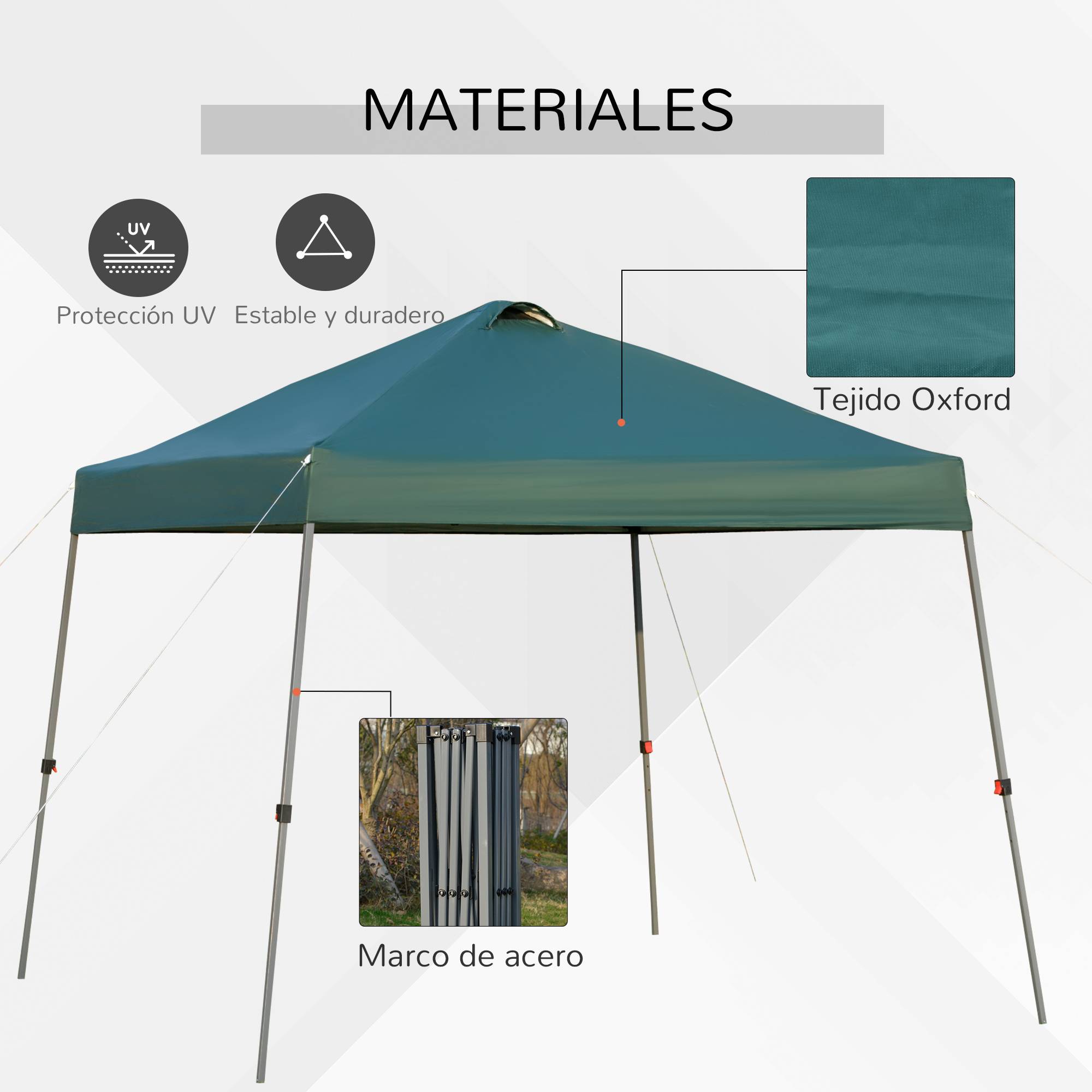 ComfortXL - Tonnelle pliante acier avec toit Oxford pour jardin fêtes camping 3 x 3 m verte - ComfortXL Outdoor Living - Image 6