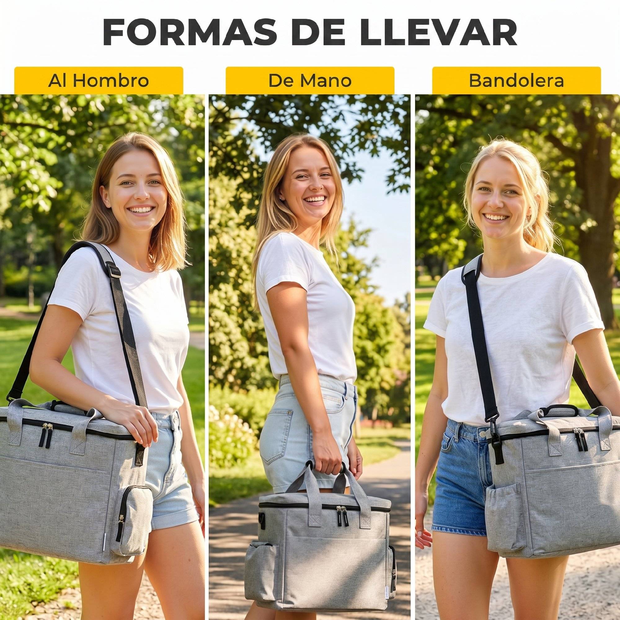 Sac de voyage pour chien avec 2 compartiments à friandises et poches pliables pour gamelles, gris clair - Image 9