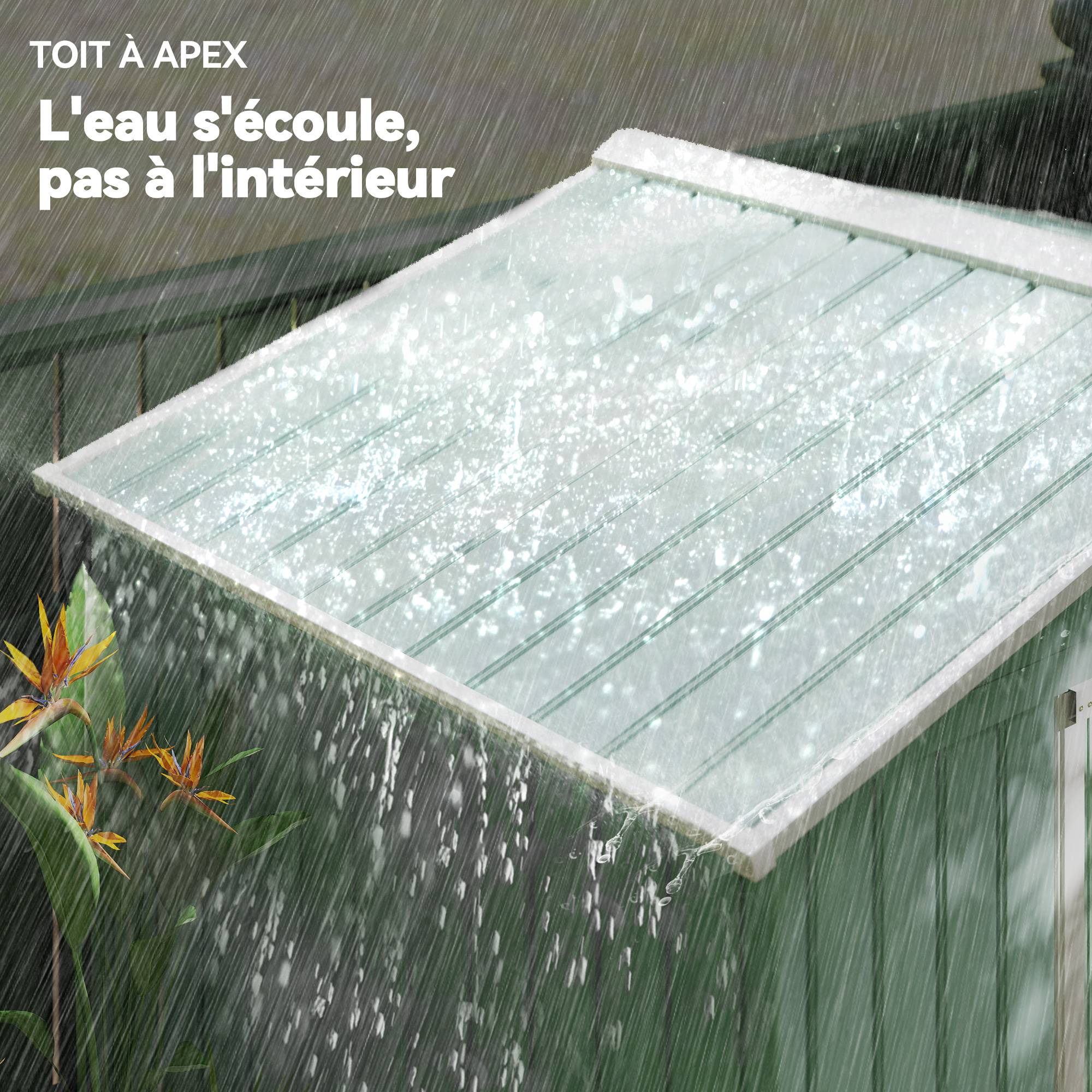 Abri de Jardin 2,5 m² - Remise pour Outils avec Fondation - cabanon Porte verrouillable - tôle d'acier Vert clair - Image 9