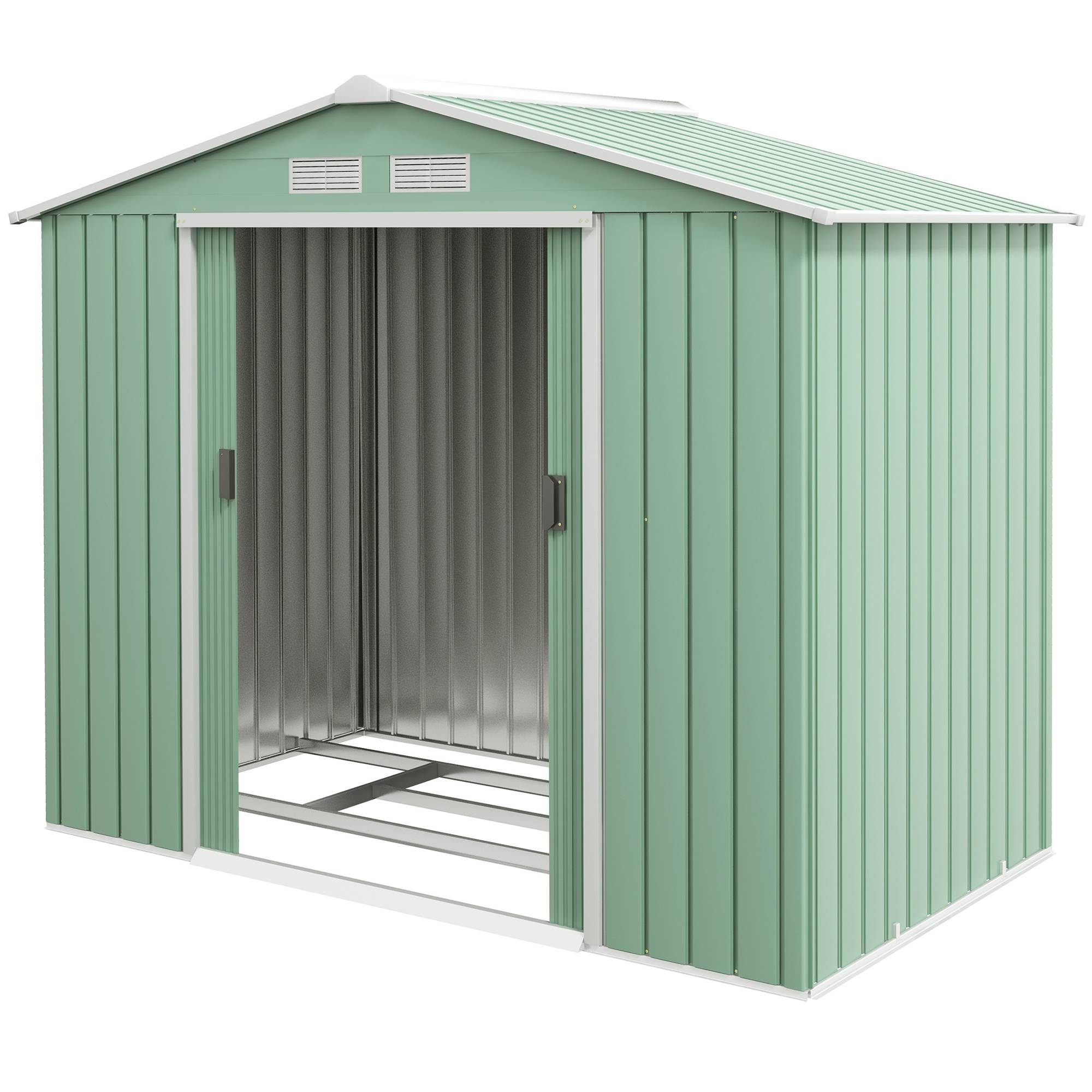 Abri de Jardin 2,5 m² - Remise pour Outils avec Fondation - cabanon Porte verrouillable - tôle d'acier Vert clair - Image 2