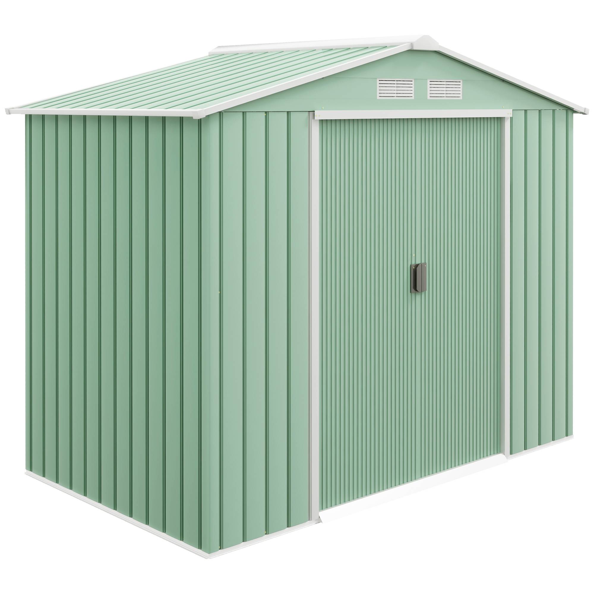 Abri de Jardin 2,5 m² - Remise pour Outils avec Fondation - cabanon Porte verrouillable - tôle d'acier Vert clair - Image 1