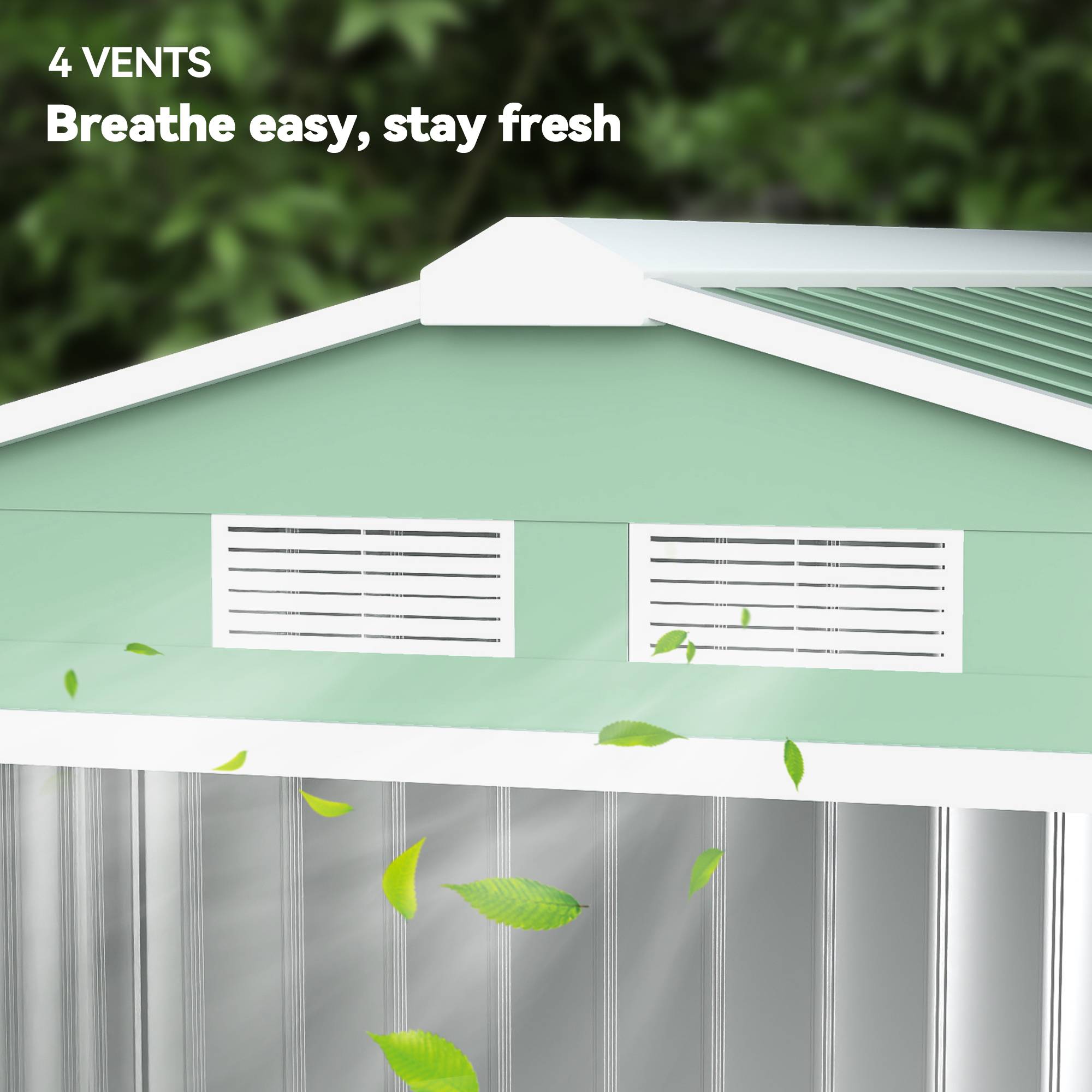 Abri de Jardin 2,5 m² - Remise pour Outils avec Fondation - cabanon Porte verrouillable - tôle d'acier Vert clair - Image 10