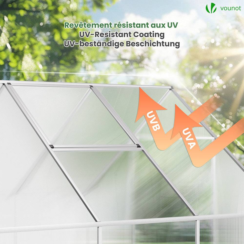 Lot de 10 plaques en polycarbonate alvéolaire 6 mm - 121 x 60,5 cm transparent - double paroi creuse - pour serre - VOUNOT® - Image 4