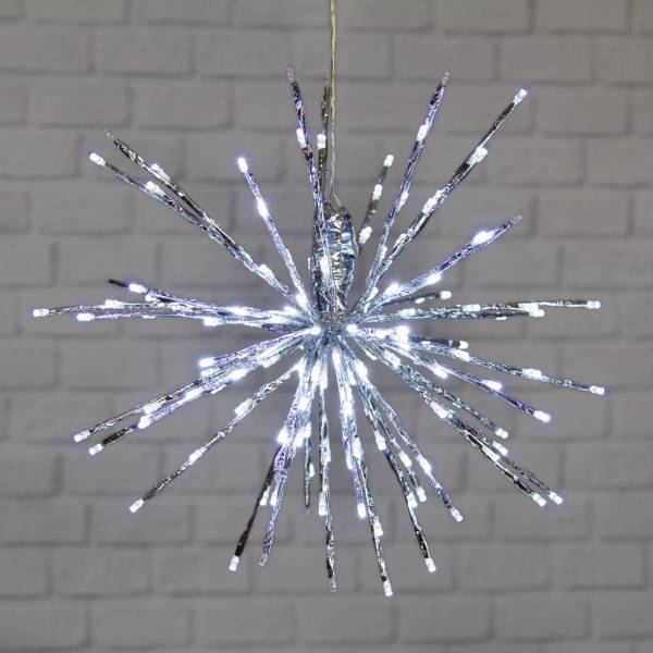 Lotti - Boule lumineuse à branche 45cm 160 LED blanc froid flash argentée Lotti - Image 1