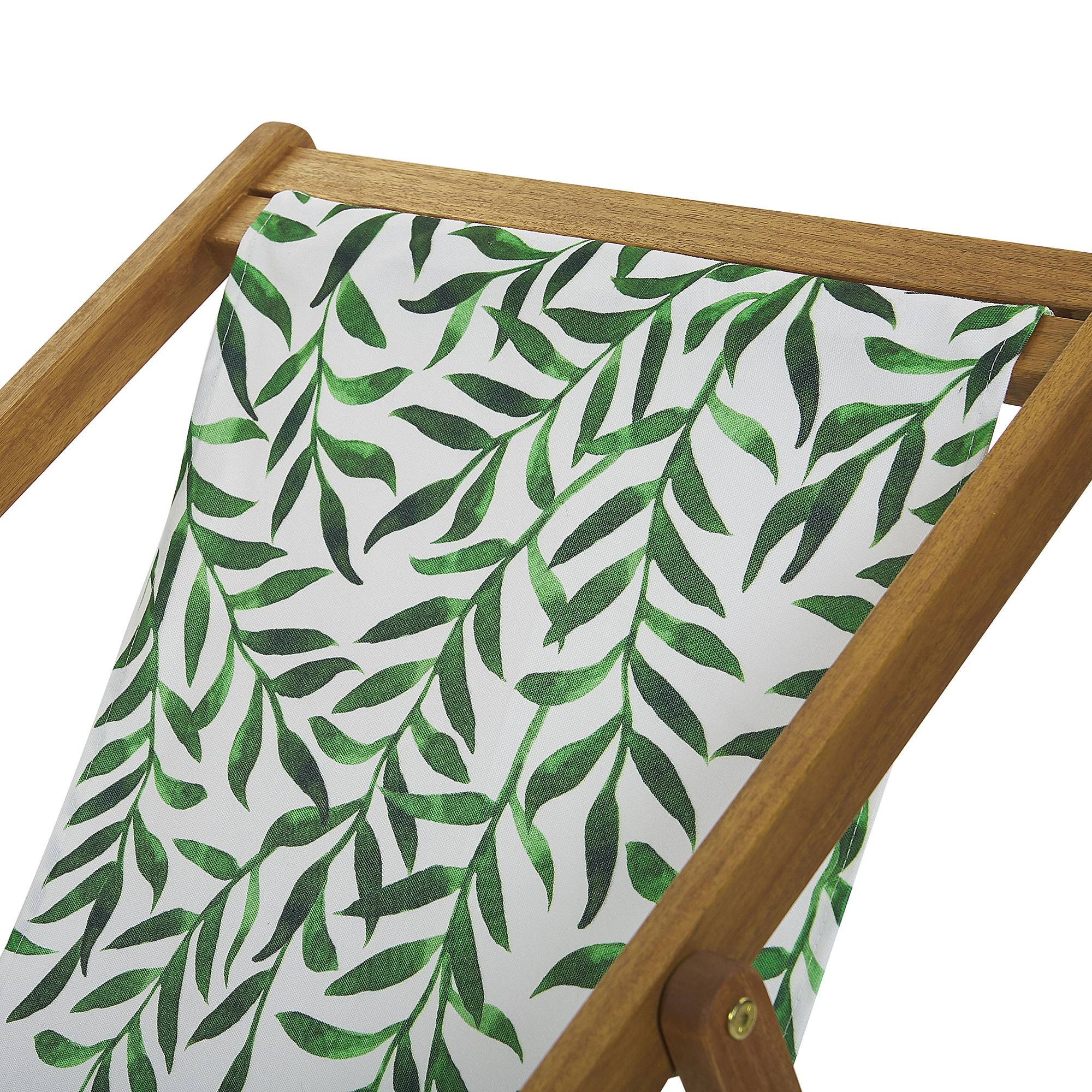 Beliani - 2 Transats Chaises Chiliennes Pliantes et Réglables en Bois d'Acacia Clair et Tissu Vert avec Toiles de Remplacement - Image 5