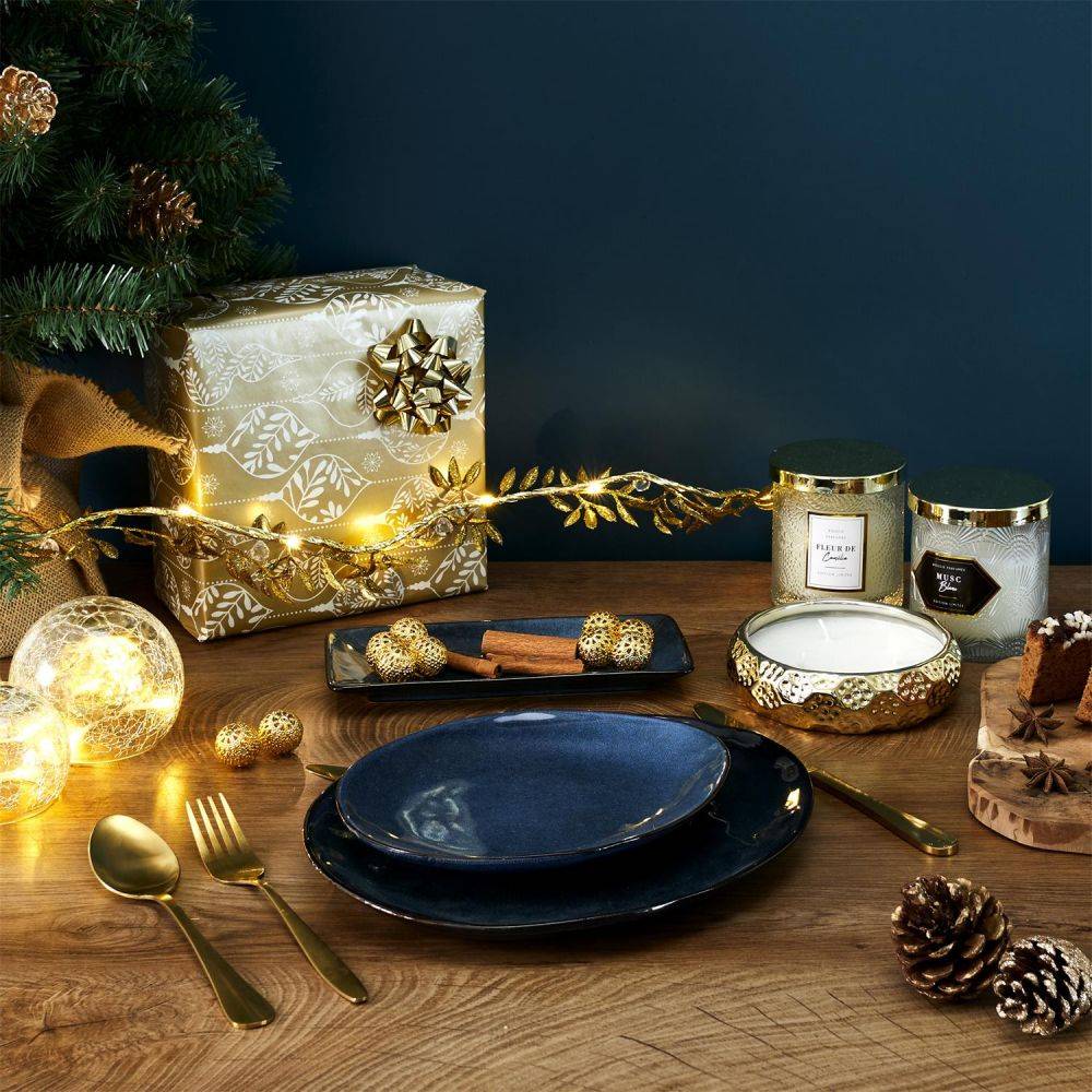 The Home Deco Factory - Assiette en grès bleu Au grès du temps (Lot de 6) 22 cm - Image 2
