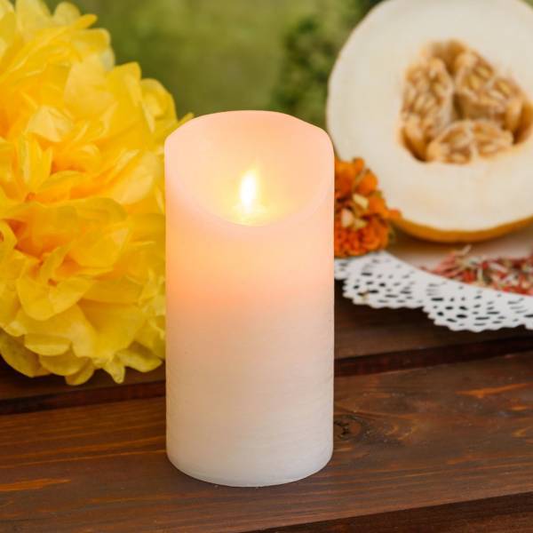 Bougie LED en cire Ivoire à piles flamme en mouvement H15cm Blanc chaud Timer Lotti - Image 4