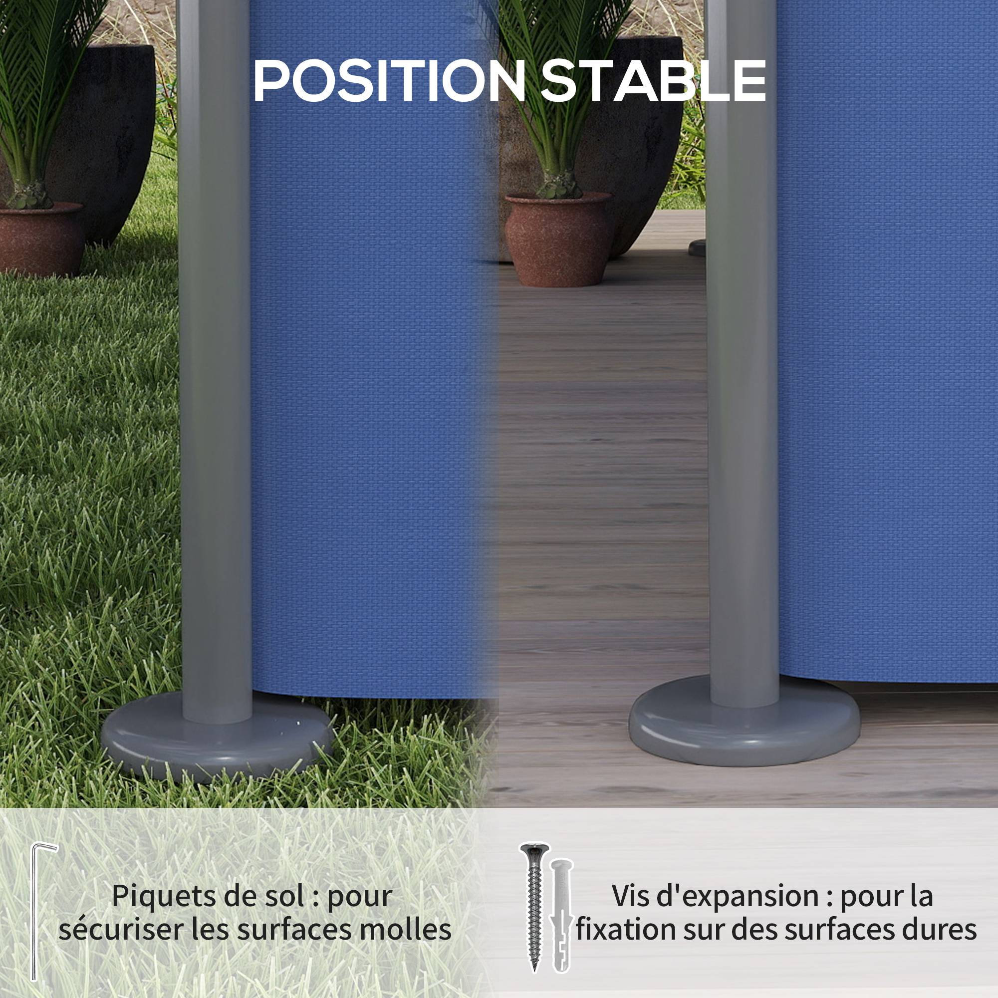 Outsunny - Tonnelle de jardin 3x4m avec 6 rideaux amovibles double toit pour patio terrasse festival bleu foncé - Outsunny - Image 7