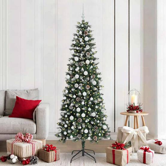 Sapin de Noël | Arbre de Noël artificiel Vert 210 cm PVC, plastique et acier Maison Chic - Image 2