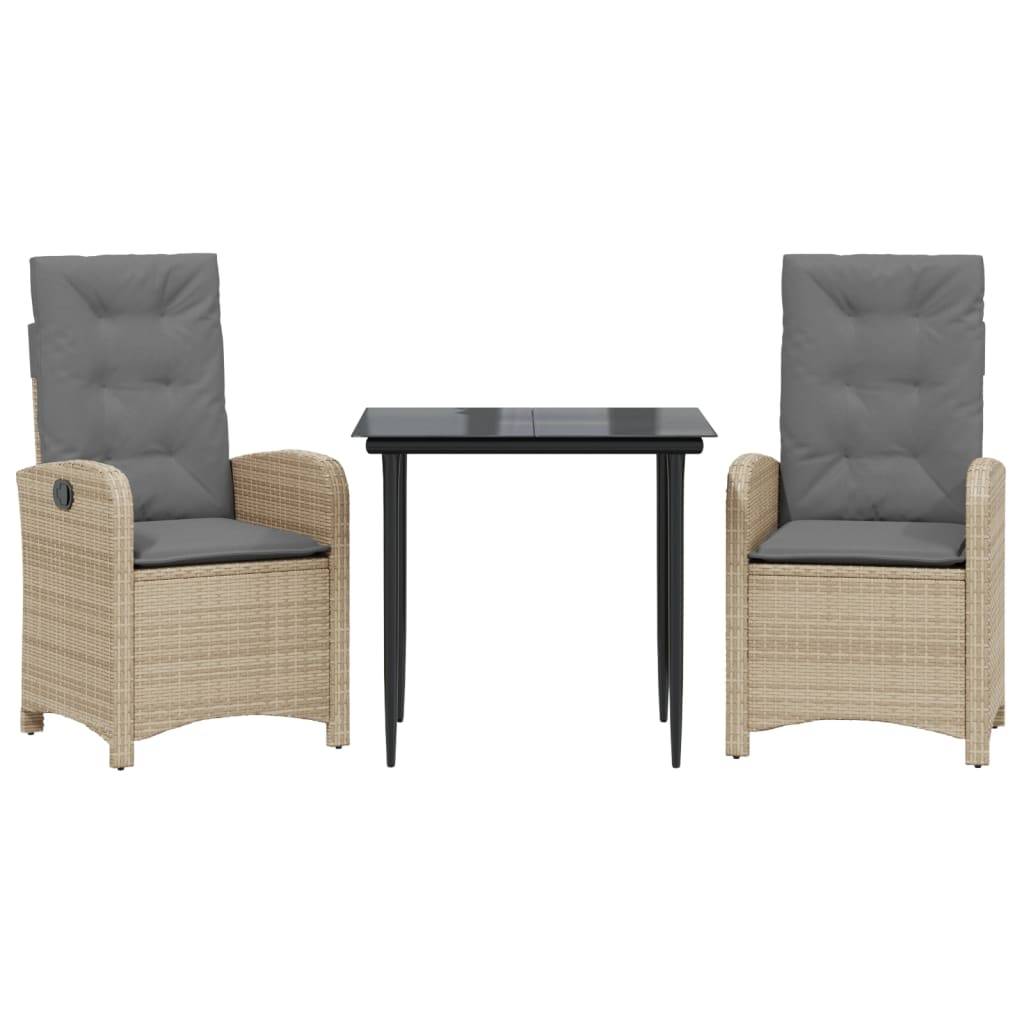 ComfortXL - Salon de Jardin Repas 2 Personnes en Résine Tressée Beige, 2 Fauteuils Inclinables et Table Carrée – ComfortXL Outdoor Living - Image 2