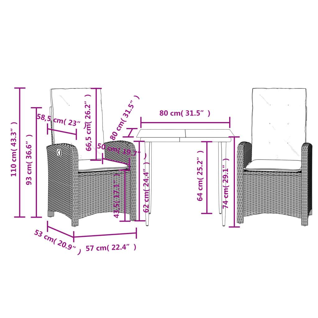ComfortXL - Salon de Jardin Repas 2 Personnes en Résine Tressée Beige, 2 Fauteuils Inclinables et Table Carrée – ComfortXL Outdoor Living - Image 9