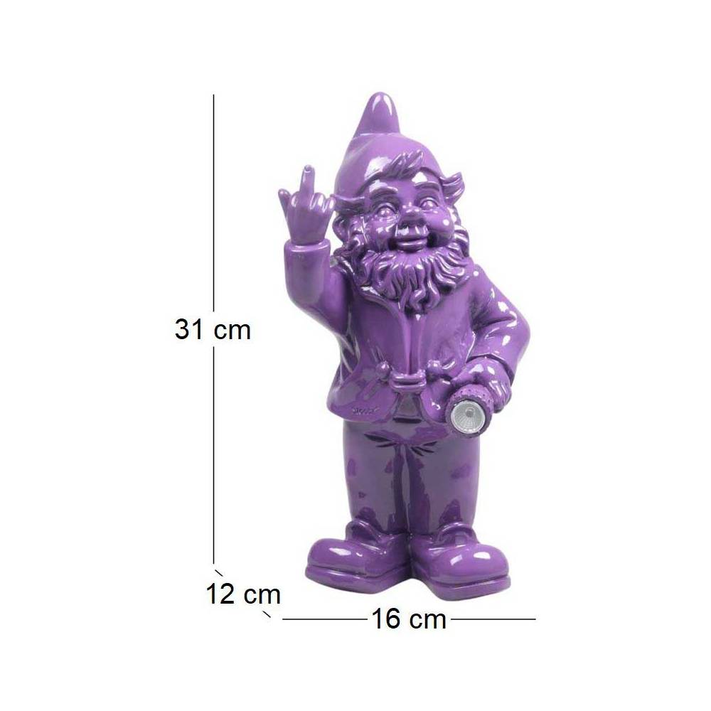 Stoobz - Nain de jardin en résine F*ck avec éclairage solaire 16 x 12 x 31 cm Stoobz - Image 3