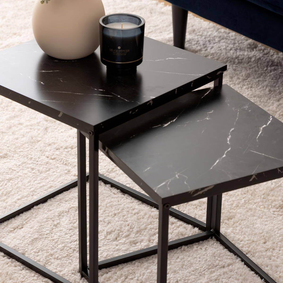 Lot de 2 Tables d'Appoint Gigognes "Jones" 40cm Noir - Image 6