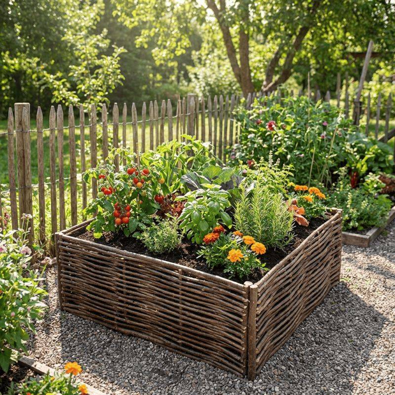 Potager carré en noisetier - 100% Naturel - 70 x 70 x 30 cm - Image 5