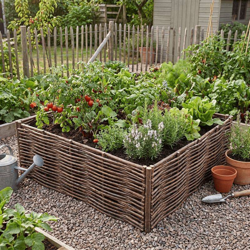 Potager carré en noisetier - 100% Naturel - 70 x 70 x 30 cm - Image 4