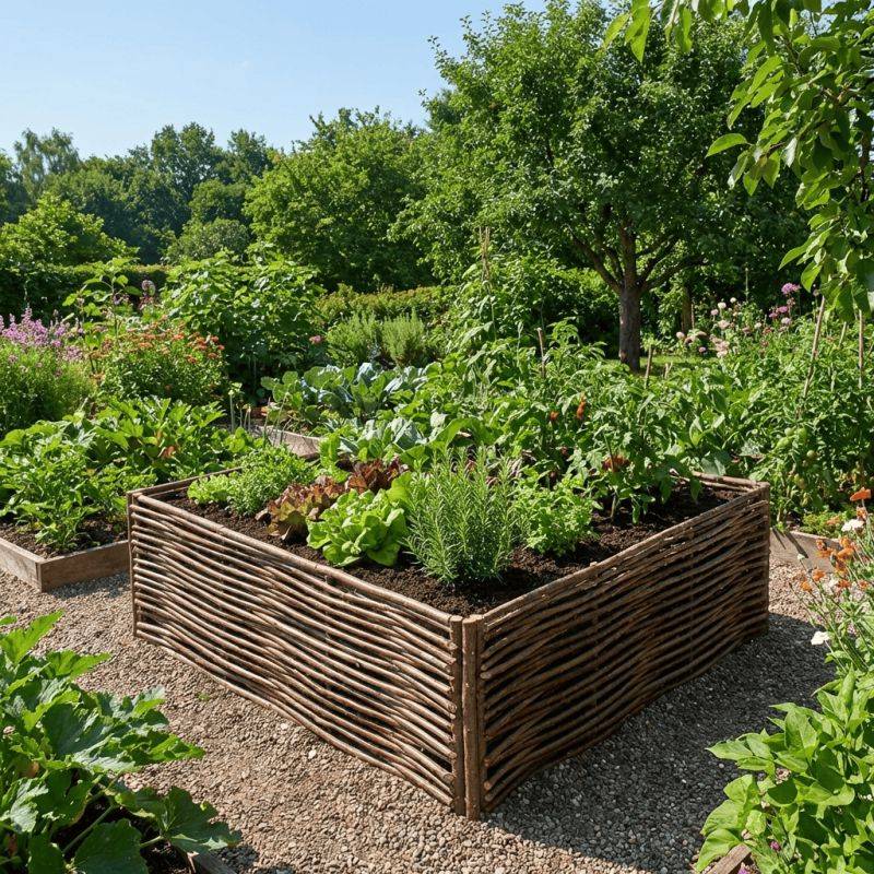 Potager carré en noisetier - 100% Naturel - 70 x 70 x 30 cm - Image 2