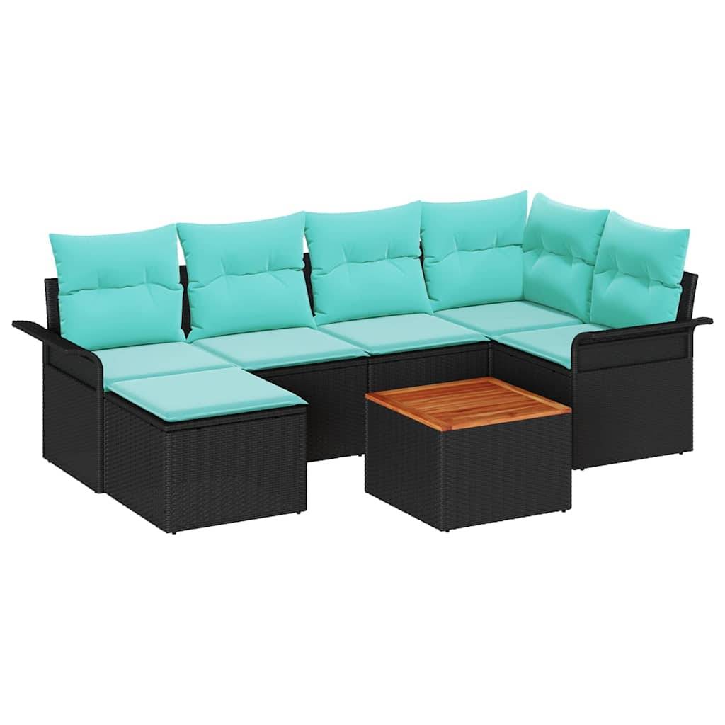 Vidaxl - Ensemble de canapé de jardin avec coussin 7 pcs Noir polyrotin vidaXL 3347354 - Image 2