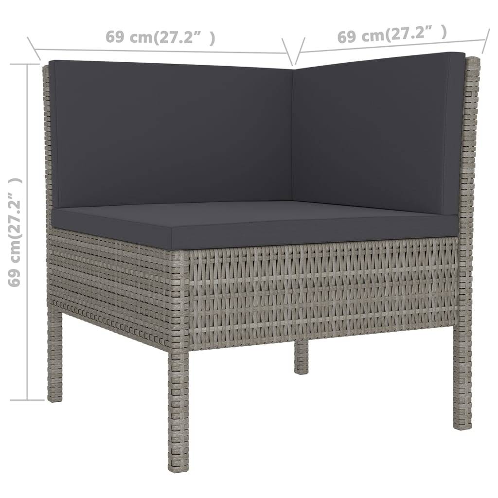 Helloshop26 - Salon de jardin meuble d'extérieur ensemble de mobilier 9 pièces avec coussins résine tressée gris - Image 4