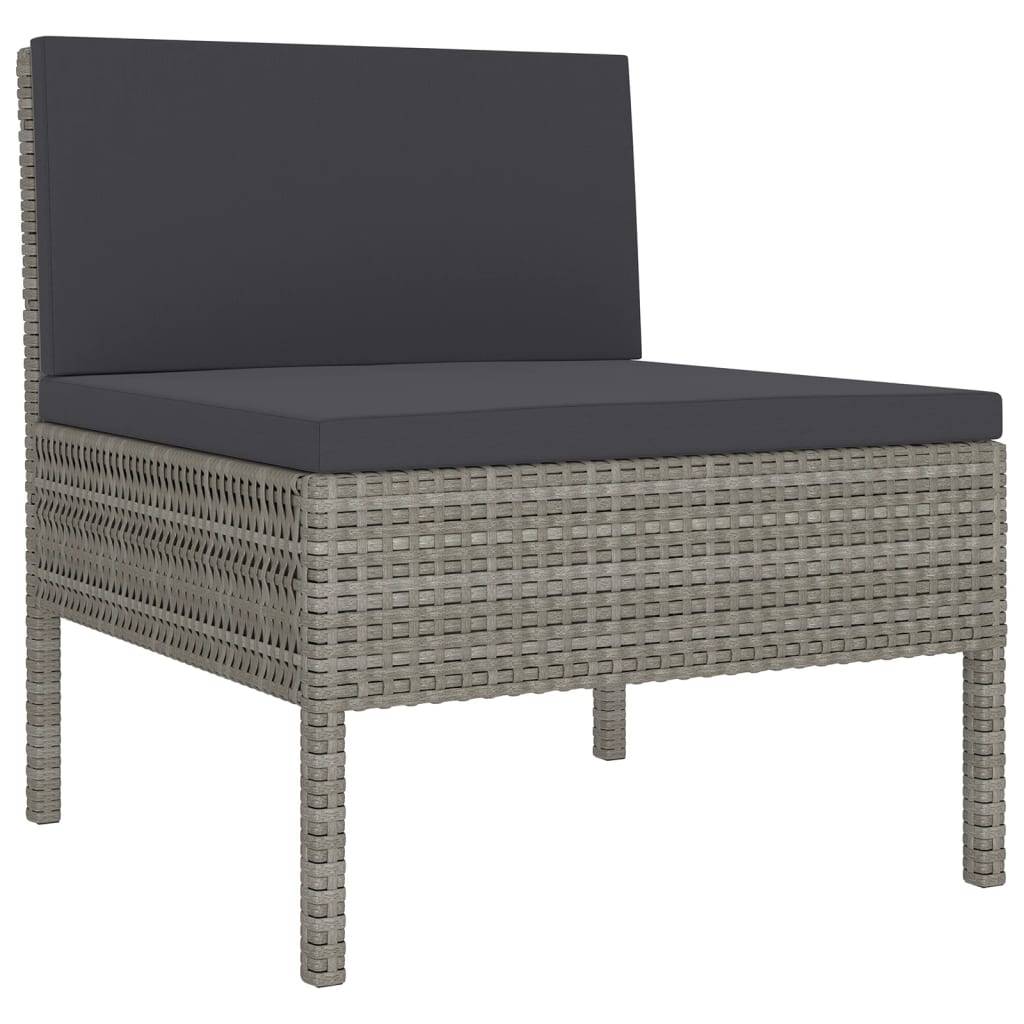 Helloshop26 - Salon de jardin meuble d'extérieur ensemble de mobilier 9 pièces avec coussins résine tressée gris - Image 3