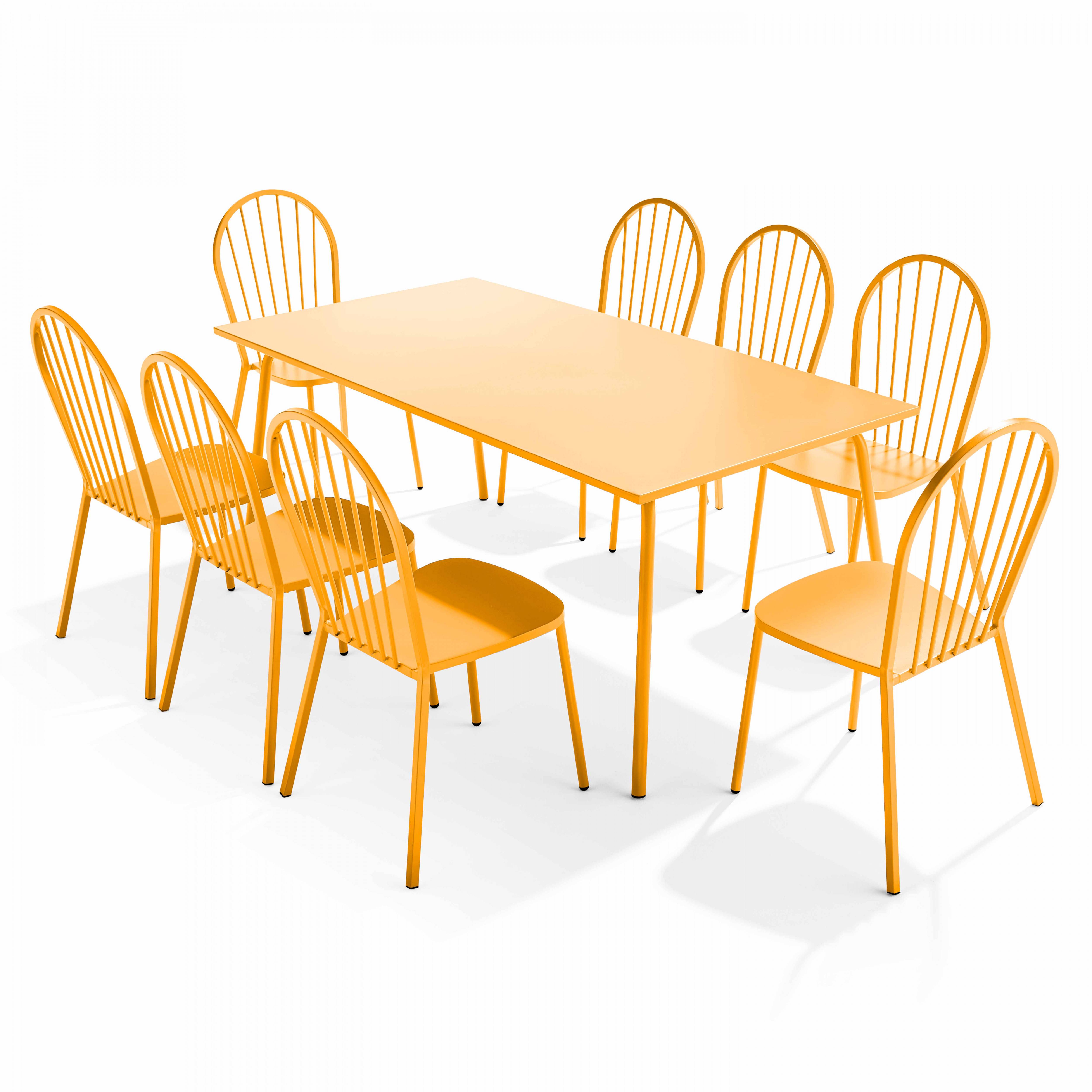 Oviala - Ensemble table de jardin et 8 chaises bistrot en acier jaune Palavas - Oviala - Image 1