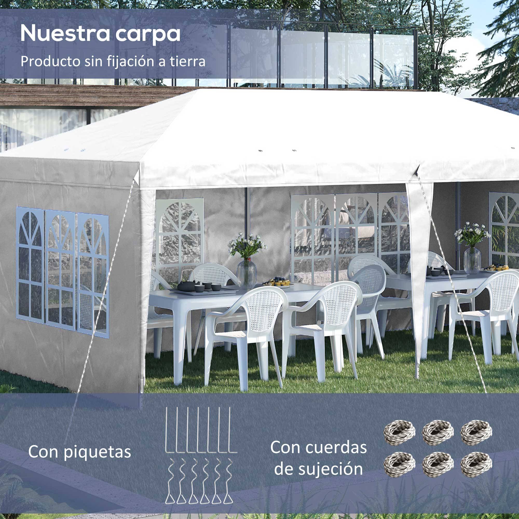 Tonnelle pliante 6 x 3 m avec 4 côtés détachables, tonnelle de jardin avec 4 fenêtres et sac de transport, blanche - Image 7