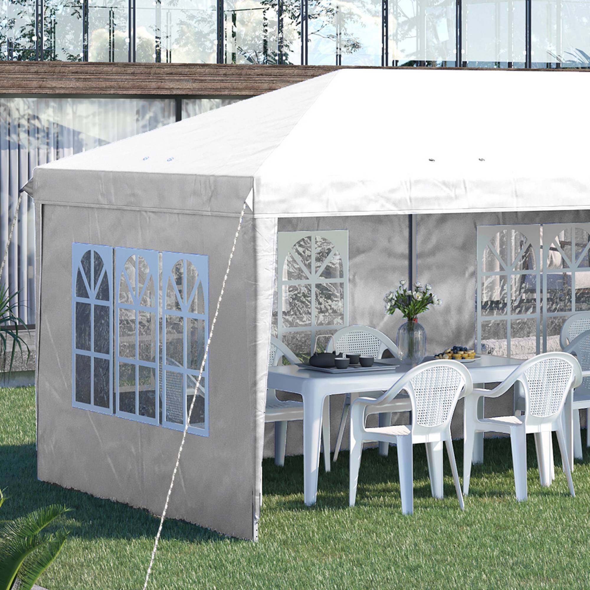 Tonnelle pliante 6 x 3 m avec 4 côtés détachables, tonnelle de jardin avec 4 fenêtres et sac de transport, blanche - Image 10