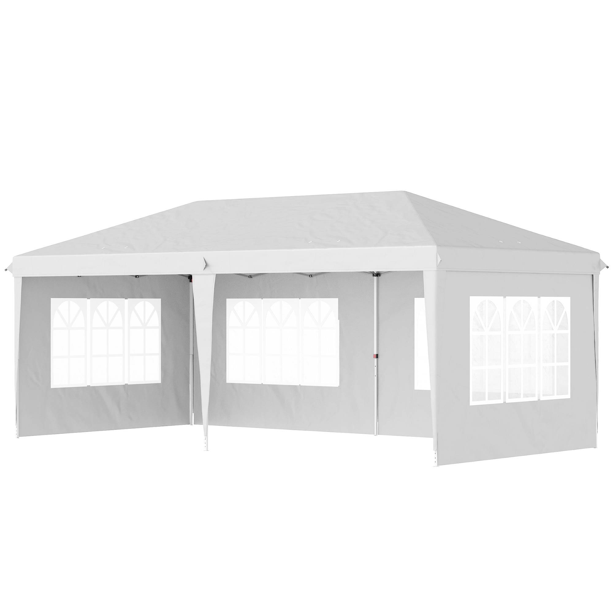 Tonnelle pliante 6 x 3 m avec 4 côtés détachables, tonnelle de jardin avec 4 fenêtres et sac de transport, blanche - Image 2