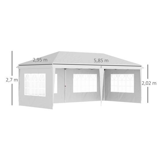 Tonnelle pliante 6 x 3 m avec 4 côtés détachables, tonnelle de jardin avec 4 fenêtres et sac de transport, blanche - Image 5