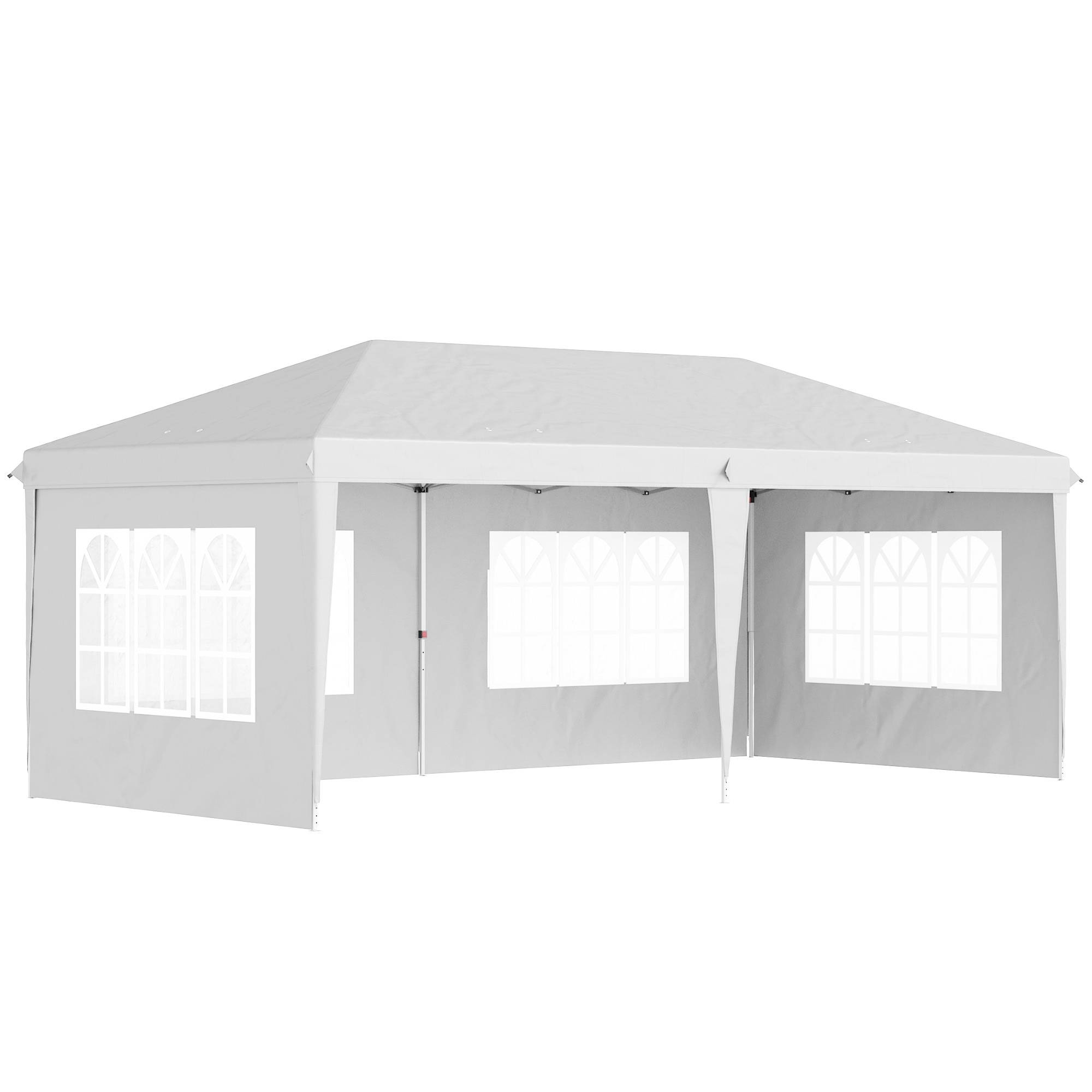 Tonnelle pliante 6 x 3 m avec 4 côtés détachables, tonnelle de jardin avec 4 fenêtres et sac de transport, blanche - Image 1