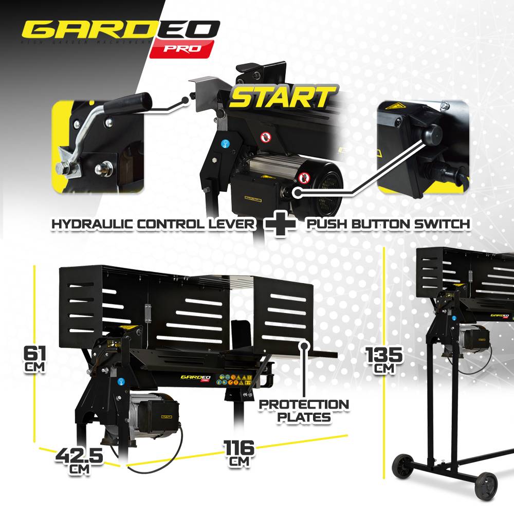 Gardeo Pro - Fendeur de bûches horizontal 2200 W - 6 tonnes sur pieds. - Image 4